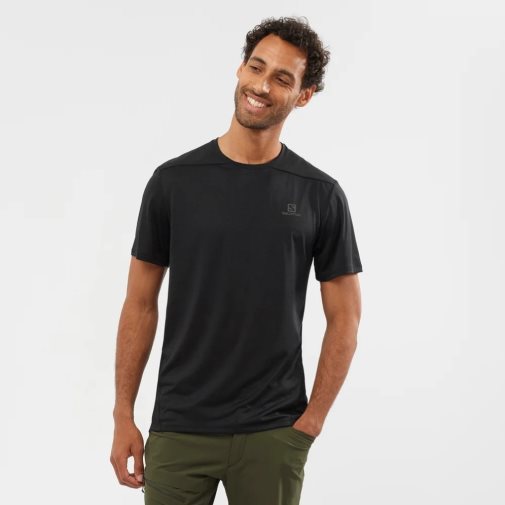 Black Salomon Outline Short Sleeve Men's T-Shirts | IE GD5231